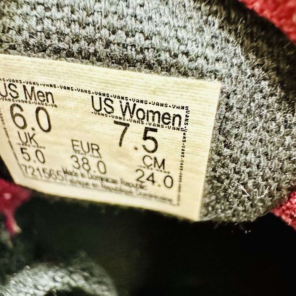 Vans Era Classic Port‎ Royale Red Lace Up shoes size 6 Men’s 7.5 Women’s - Picture 9 of 9